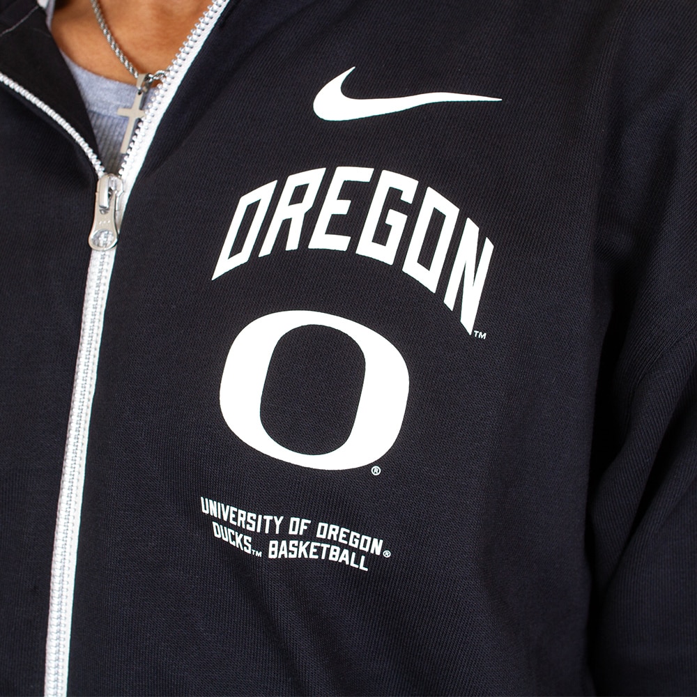 Classic Oregon O, Nike, Black, Full Zip, Performance/Dri-FIT, Men, Basketball, Travel, Player, Sweatshirt, Hoodie, 813665